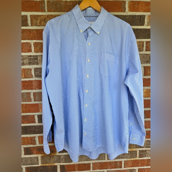 Peter Millar Blue Striped French Seam Long Sleeve Button Down Shirt XXL - Picture 1 of 5